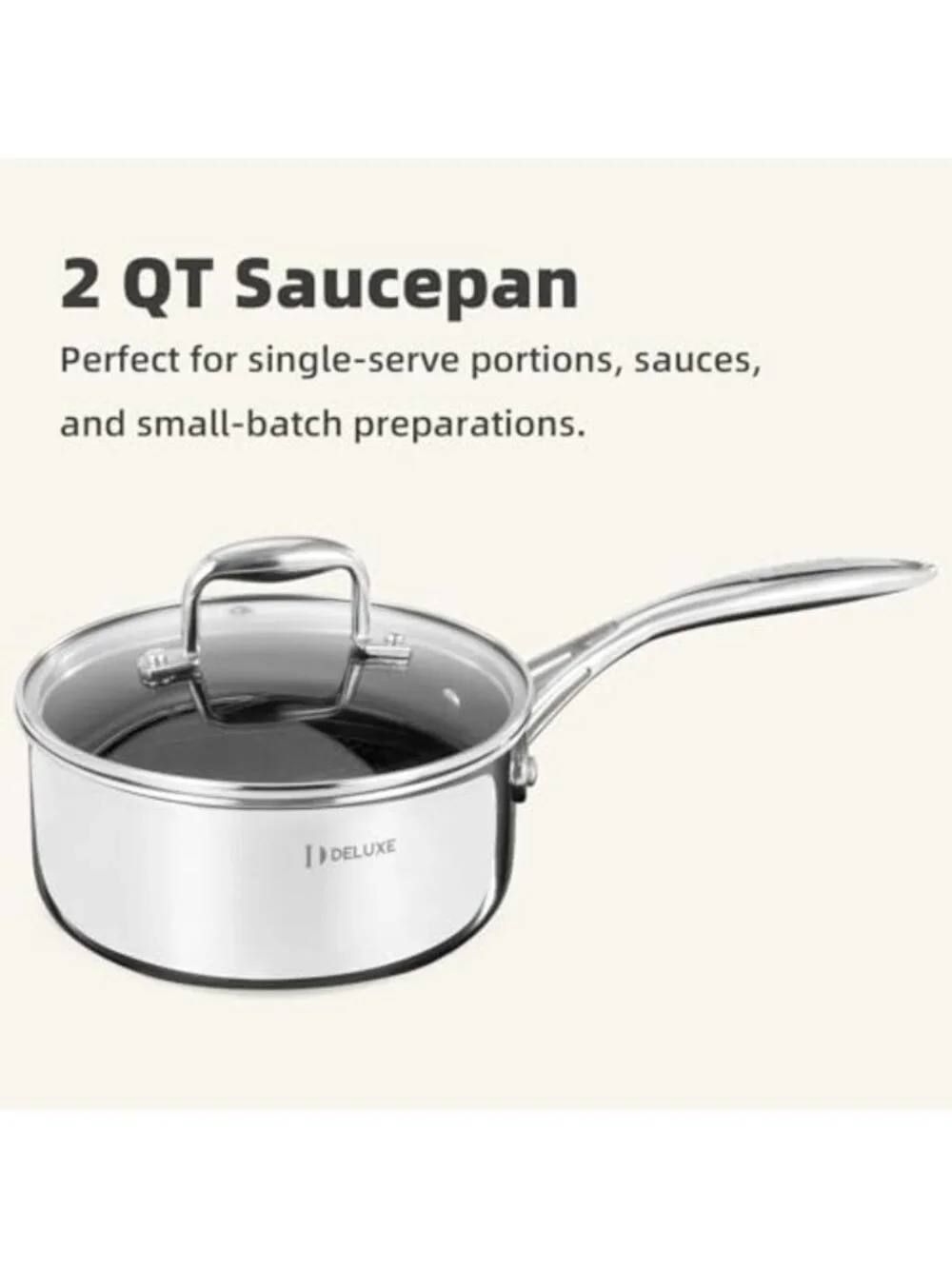 2QT Hybrid Ceramic Nonstick Saucepan with Lid - Perfect for Daily Cooking